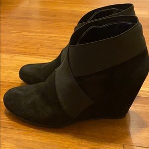 Black Suede wedge bootie